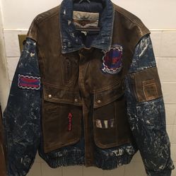 Aviator Distressed Leather/Denim Jacket (Limited Edition) 