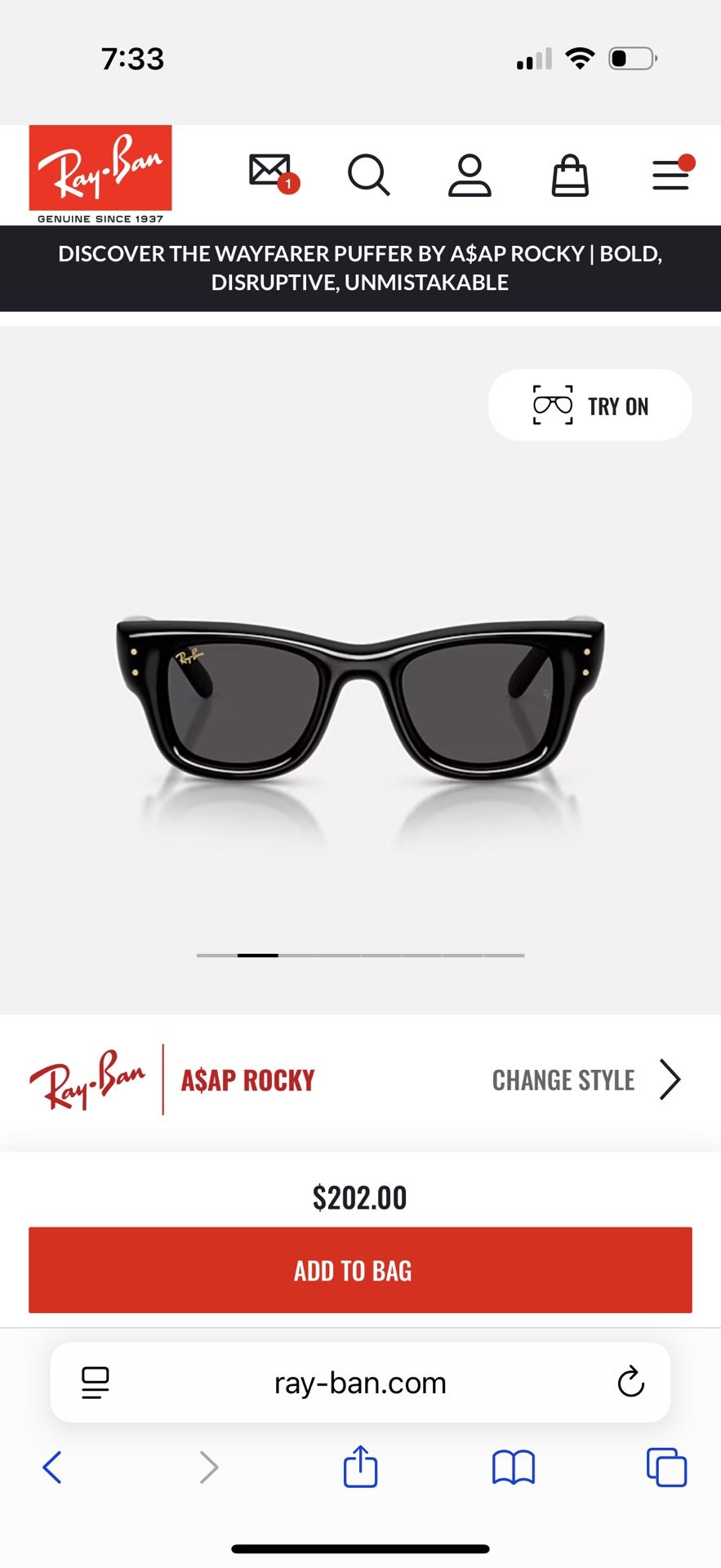 Raybans Wayfarer puffer