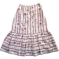 Joie Anthropologie Linen Blend Floral Stripe Maxi Skirt Women SZ M