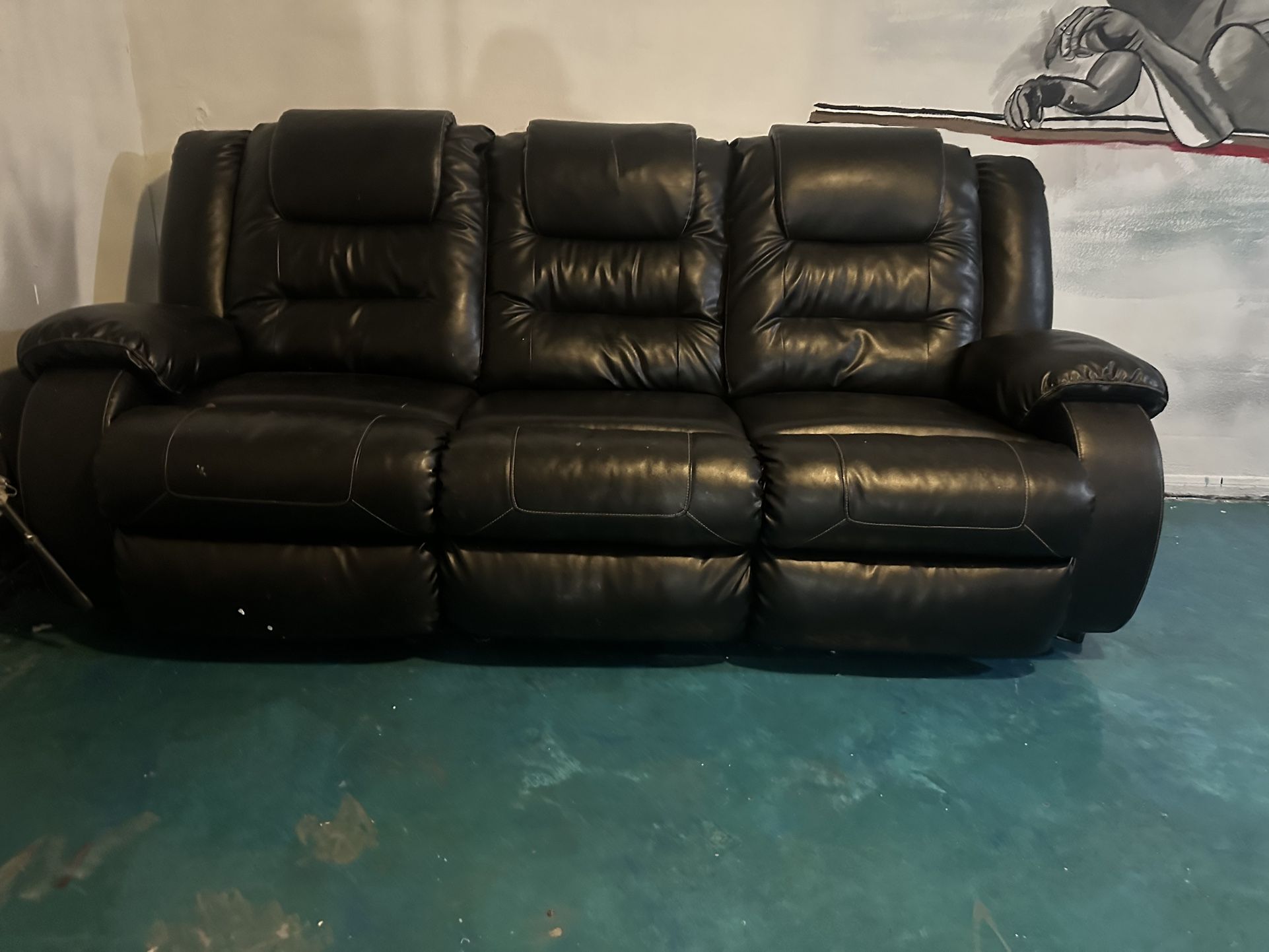 Leather Reclining Sofa, Good Shape