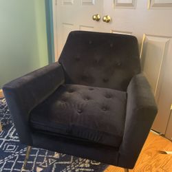 Black Velvet Armchair With Gold Legs