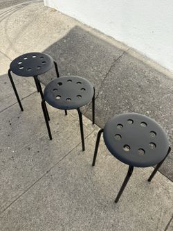 Set of 3 IKEA MARIUS Stools – Black