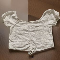 Gathered Crop Eyelet blouse top size XL juniors