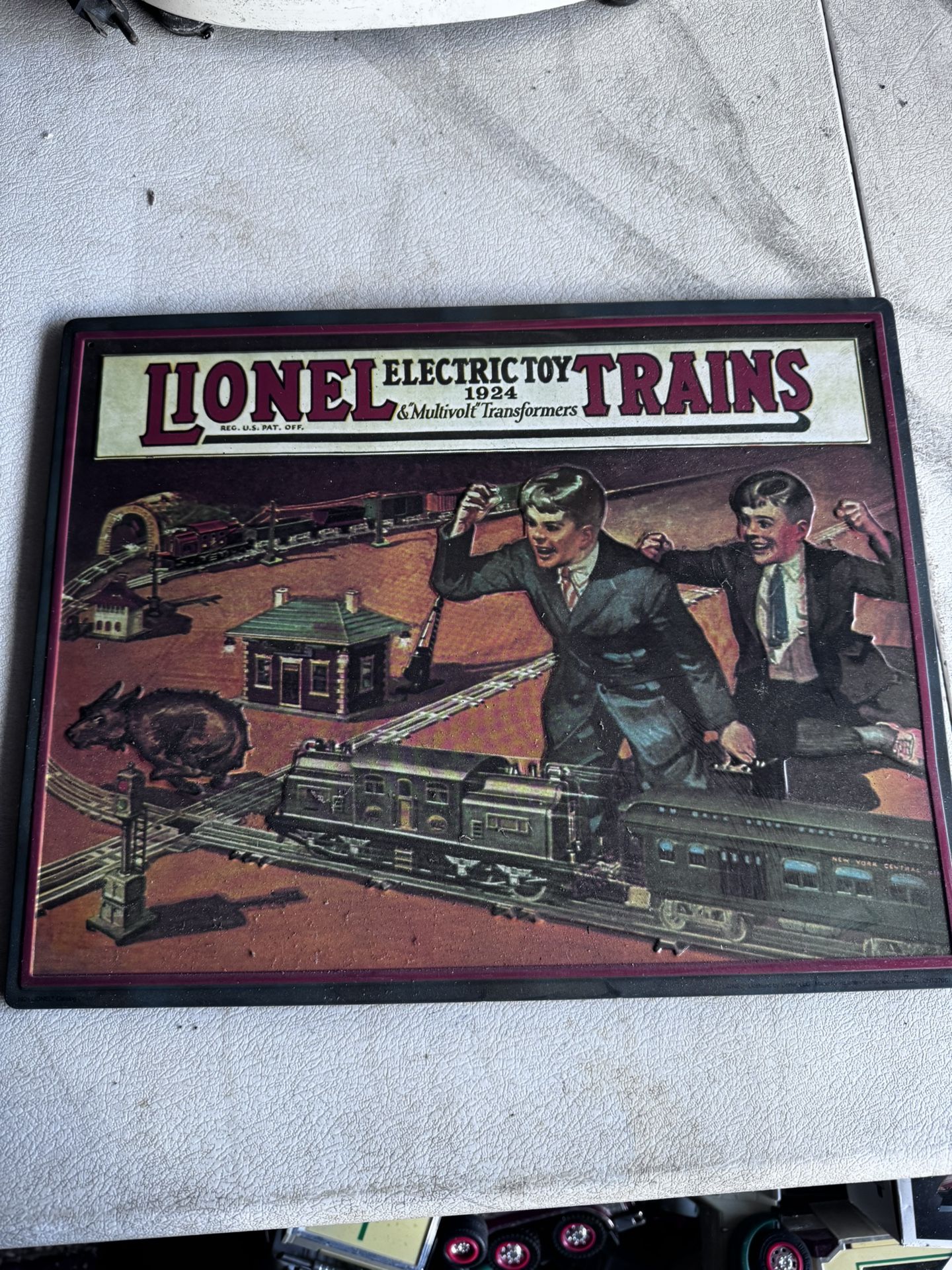 Lionel trains (tin) Sign “Electric Toy” 1924
