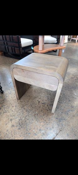 Arc waterfall nightstand in urban grey mango wood