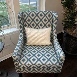 Target Teal Patterned Wing-Back Chairs