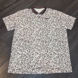 Nike Victory Polo Shirt XL Beige Golf Dri Fit All Over Print Performance AOP