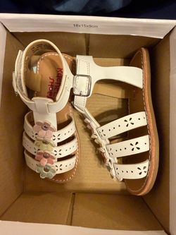 Rachel Shoes Girls White Flower Sandals