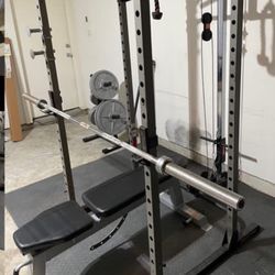 Bench/Squat Rack Weights Rope Lat Pull down 