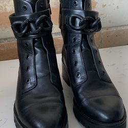 Karl Lagerfeld Black Leather Boots 