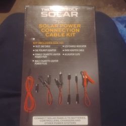 THUNDERBOLT SOLAR

7pc.

SOLAR POWER CONNECTION CABLE KIT

KIT INCLUDES SAE TO:

10 FT. SAE CABLE

LED CHARGE INDICATOR

SAE POLARITY ADAPTER

8MM ADA