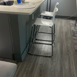 Set of 2 Modern White Bar Stools