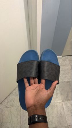 Coach Signature Slide Sandals Blue and Black