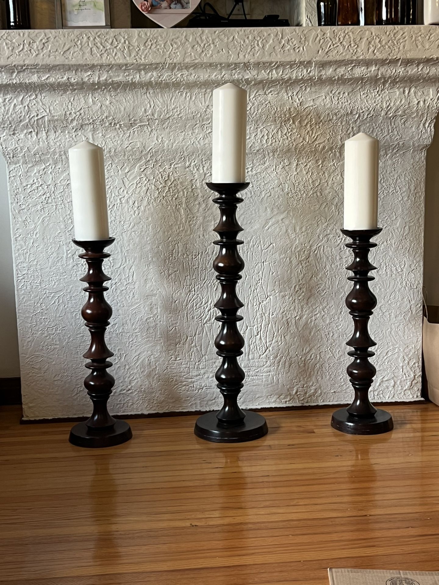 Tall Candle Holders With Candles (all 3)