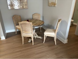 Round Wood Dining Table with 4 Chairs