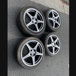 4 — 205/45r17 4x100 4x3.94 Stock Racinghart Miata Scion Xa Xb Honda Civic Fit Ia Corolla Echo Wheels Rims Good 90% Treads Tires!!!!!!!!