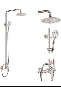 Brushed Nickel Rain Shower System Set