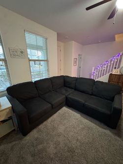 Large Charcoal L-shaped sectional sofa