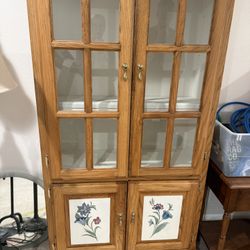 Oak Hutch China Display Cabinent W/storage on the bottom