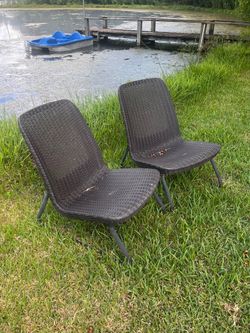 Dark Brown Wicker Patio Chairs – Set of 2