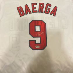 Carlos Baerga Autographed Auto Jersey Beckett Cleveland Indians/Guardians