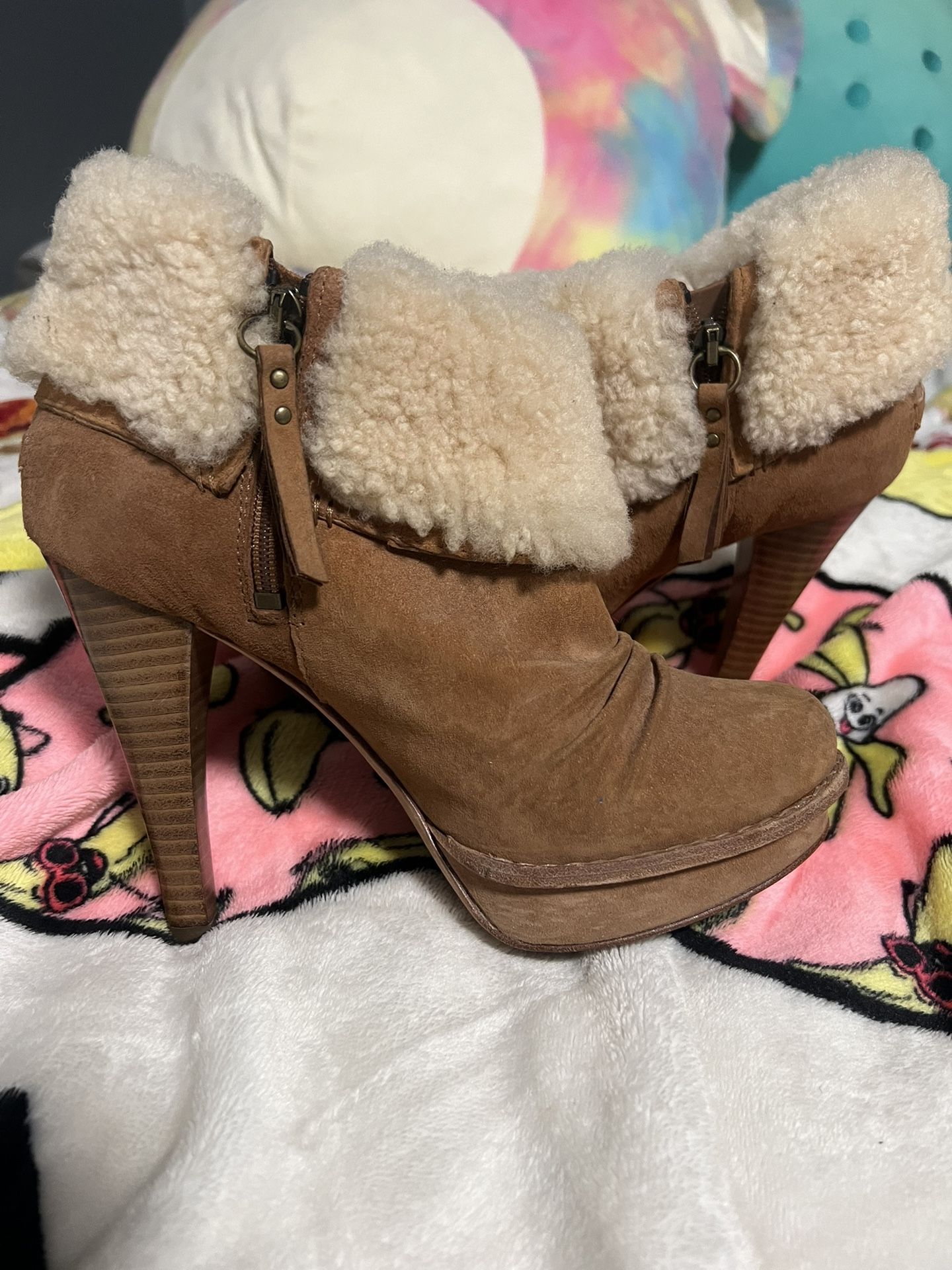 Light Brown Fuzzy UGG heels