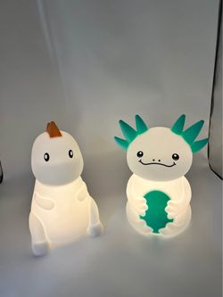 Jumbo Buddies Light-Up Night Lights (Dino + Axolotl) – Rechargeable Silicone Kids Lamps - USED GOOD