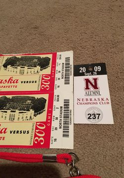 Huskers 300th Consecutive Sellout - 2 Tickets & Pass 9-26-09 Suitable for Framing Thumbnail