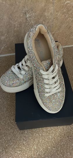 BETSEY JOHNSON RHINESTONE SIDNY PLATFORM WOMENS SIZE 6.5 SNEAKERS EUC