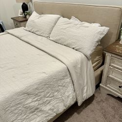 King Size Bed Frame. Box Spring & Mattress Included. 