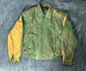 Vintage 1990s color-block leather bomber jacket