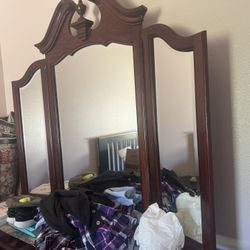 3 peace all wood bedroom set with mirror
