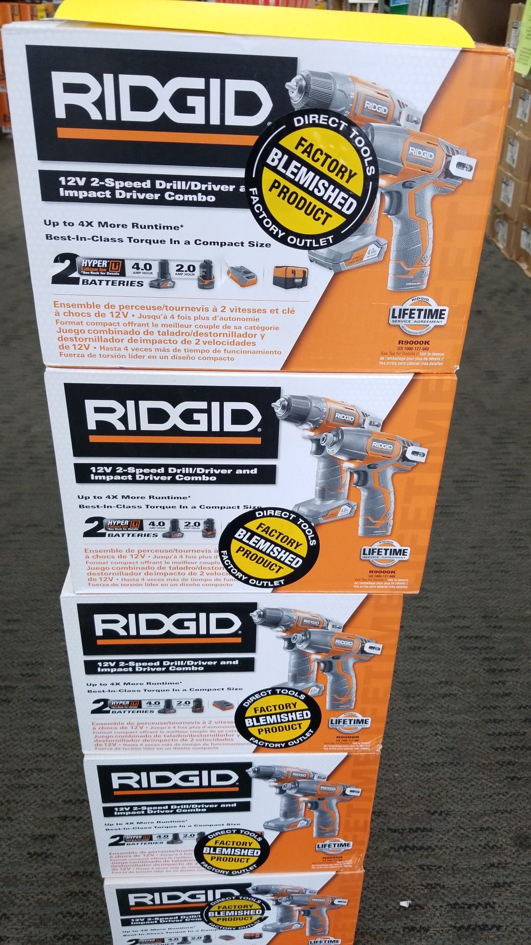 Ridgid 12v drill/impact kit (2 batteries and charger)