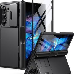 BERFY For Samsung Galaxy Z Fold 6 Case With S Pen Holder, [Built-In Screen Protector & Kickstand & Slide Camera Cover] Full Body Heavy Duty Shockproof