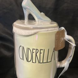 Rae Dunn Cinderella Ceramic Mug Glass Slipper Shoe Lid Iridescent canister  SEND OFFERS, never been used, brand new. Two available, 27 for one, 50 for