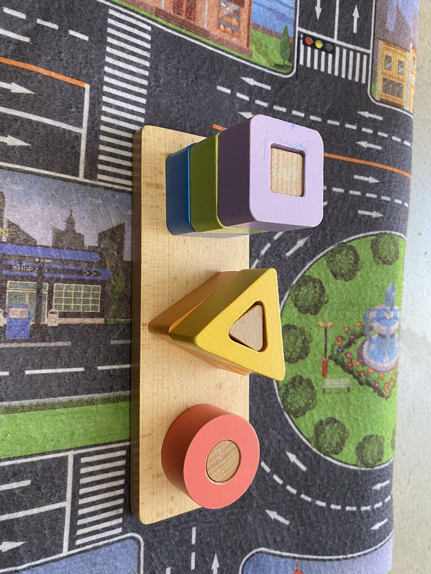 Kiwico Panda Crate Wooden Shape Matching Square Triangle Circle Toy @used@