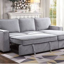 Brand New Light Grey Sectional Sofa Storage Sleeper