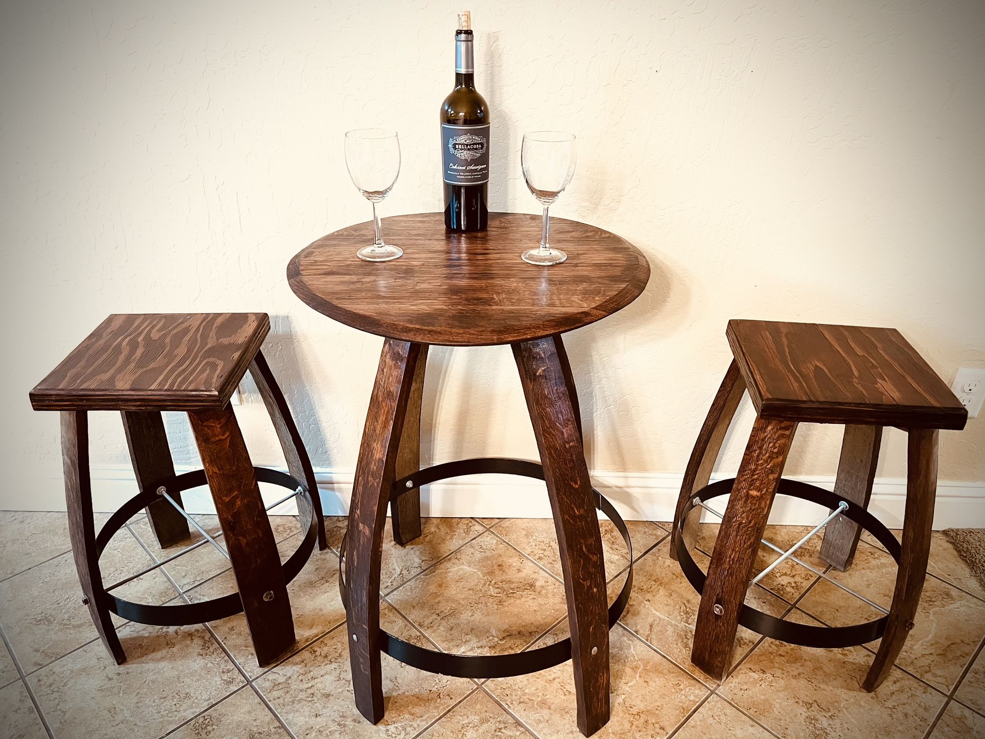 Wine Barrel Table and Stools