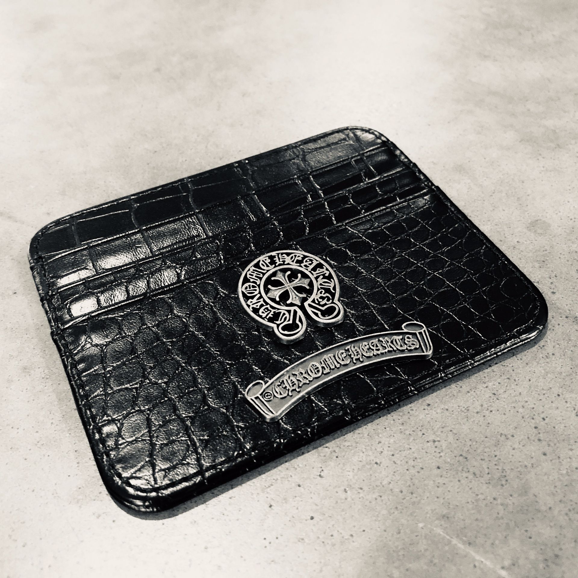 Chrome Horseshoe Hearts Snakeskin Wallet Card Holder Logo Leather