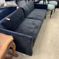 Black Velvet Sofa - Excellent Condition
