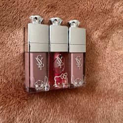 Cute New Lipgloss Set Hello Kitty And Stitch Themed Dior Bottle