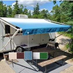 RV Awning Fabric Replacement Standard Grade Premium Vinyl (17'(Fabric 16'2"), Blue Fade)
