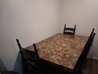 Marble-Top Dining Table with 4 Chairs