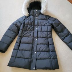 Tommy Hilfiger Puffer Coat Women Small Black Snap Button Full Zip Jacket Thprotect. Nwt