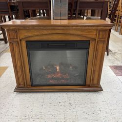 Decorative Wood Fireplace & Heater w/Side Storage