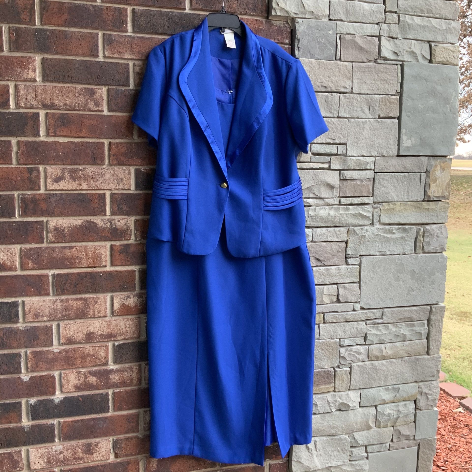 Mosaic Blue 2-PC Lined Tank Dress/BLazer 20W