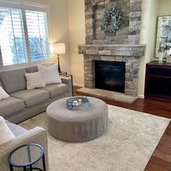 Round Velvet Ottoman 