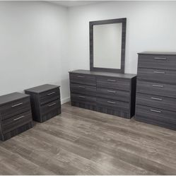 Dresser With Mirror, Chest And Two Nightstands 🌌 Comoda Con Espejo, Gavetero Y Dos Mesitas De Noche 🌌