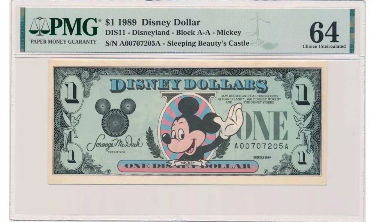 UNITED STATES banknote 1 Dollar 1989 Disney PMG MS 64