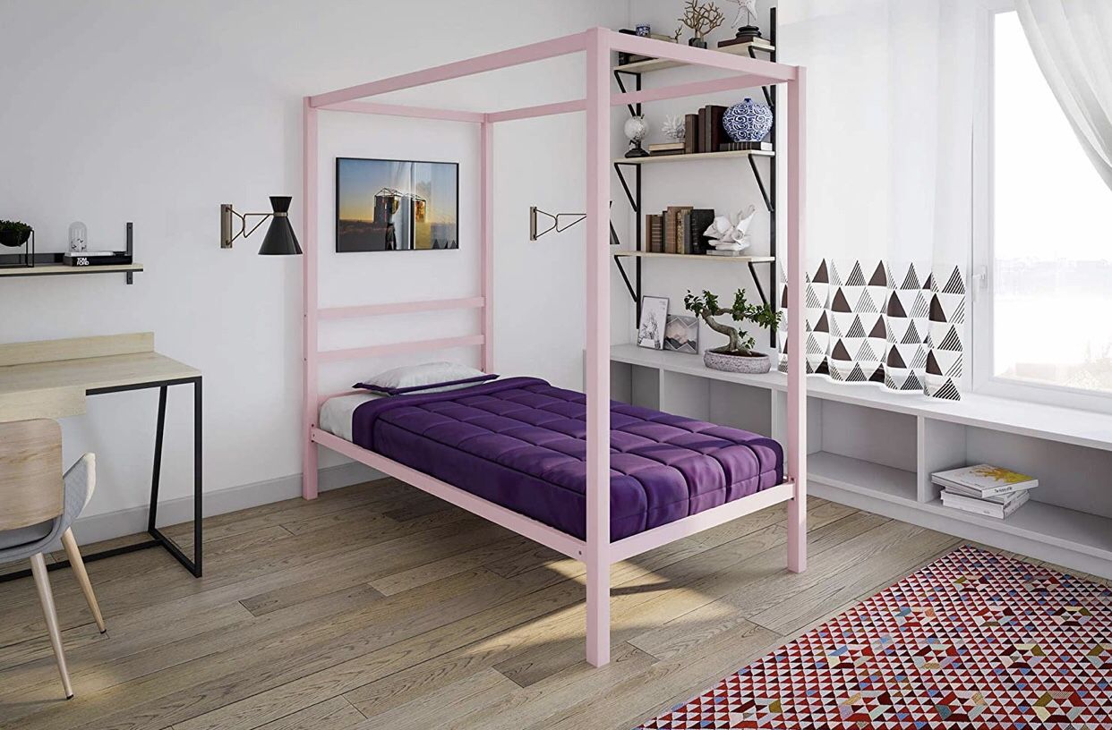 Pink Metal Canopy Bed